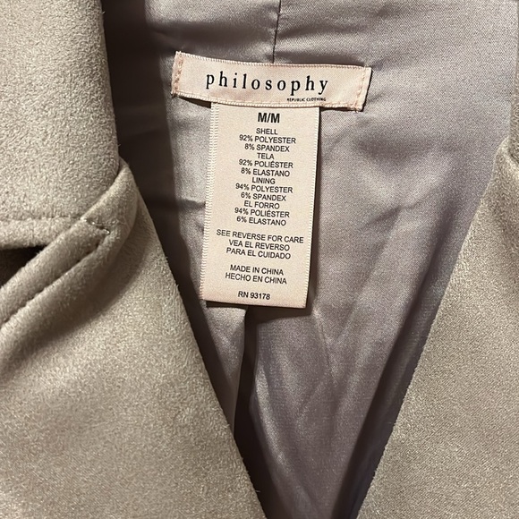 Philosophy Republic Clothing medium moto style jacket faux leather taupe - Picture 3 of 8